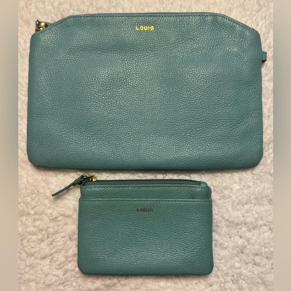 EUC  Lodis wristlet & wallet set, teal